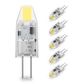 YUIIP G4 LED Bulb AC/DC 12V 1.2W (10W Halogen Bulb Replacement), 6000K Daylight White JC G4 Bi Pin Light Bulbs for Under Cabinet Puck Light, Chandelier, RV, Landscape Lighting, Non-Dimmable, 5-Pack