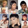 Fereowth Short Real Hair Wigs for Women Brown Short Pixie