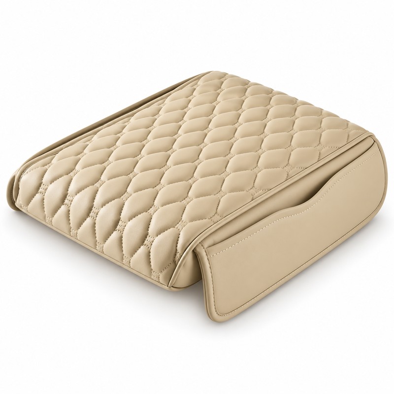 PU Leather Car Armrest Pad for Center Console – Quilted