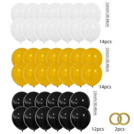 Gold Black White Confetti Balloons, 40pcs 12 Inch White Party Balloons,Natural Latex Balloons for Men Women Girls Birthday, Wedding, Bridal Shower, Graduation, Casino Theme Party Decorations