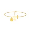 Jewigo Cross Bracelet for Women Dainty 18K Gold Plated Cross