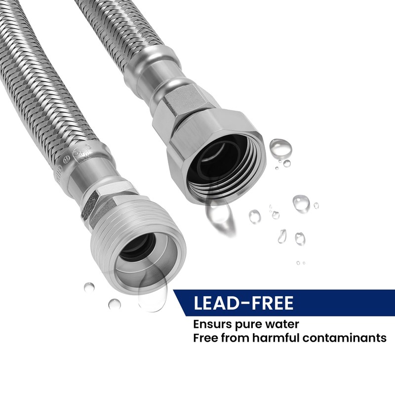 Solimeta Push-To-Connect Stainless Steel Hose Kit for Under Sink Water