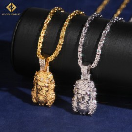 USA Warehouse Hip Hop Jewelry Ready to Ship Small Size Charms Iced Out Pendant 925 Silver VVS Moissanite Jesus Head Pendant MenColor: Gold