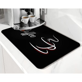 Coffee Mat Absorbent and Quick Dry Mat Hide Stain Rubber Backed Anti-Slip Drying Mat 19.5x12in for Kitchen Counter-Coffee Bar