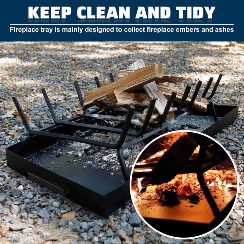 Pearwow Rectangle Fireplace Tray Small Size,13" Front to Back Adjustable