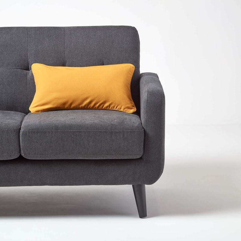 HOMESCAPES - 100% Cotton Plain Mustard Yellow Cushion Cover -