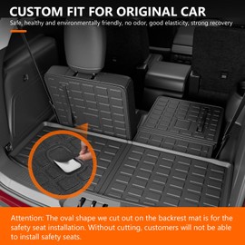 powoq Floor Mat Compatible with 2020-2025 Ford Explorer 6&7 Seats Cargo Liner Backrest Mat Replacement for 2020 2021-2023 2024 2025 Ford Explorer Accessories(Rear Trunk Mat+ Backrest Mat+Floor mat)