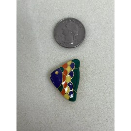 JHB Beautiful Enamel ANGEL FISH BUTTON Multi-Colored / Gold Shank 'NOS'