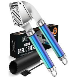 ORBLUE Garlic Press Stainless Steel [Premium] - Garlic Press Professional Quality, Easy to Clean - Garlic Press & Crusher