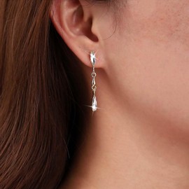 TseenYi Long Crystal Drop Earrings Gold Rhineatone Linear Drop Earring Boho Crystal Long Tassel Earring Sparkling CZ Strand Earring Bridal Shiny CZ Earring Jewellery for Women and Girls, Zinc