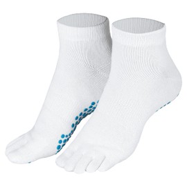 Piarini 1 Pair of Short Toe Socks - ABS Cotton Socks - Socks for Yoga Dance Pilates Fitness - Black Grey Pink White 35-38 39-42, White, 39 - 42