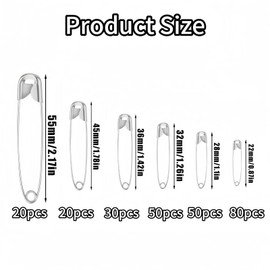 ZSNZCTX Safety Pins, 250Pcs Premium Safety Brooches Pins, Assorted Sizes Sewing Brooches with Storage Box for Home Office Clothes Label Sewing Jewelry Making, Silver