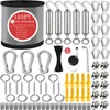 AFences 1/8" Stainless Steel Cable,1/8" Wire Rope,M5 Turnbuckle Kit,165FT Wire