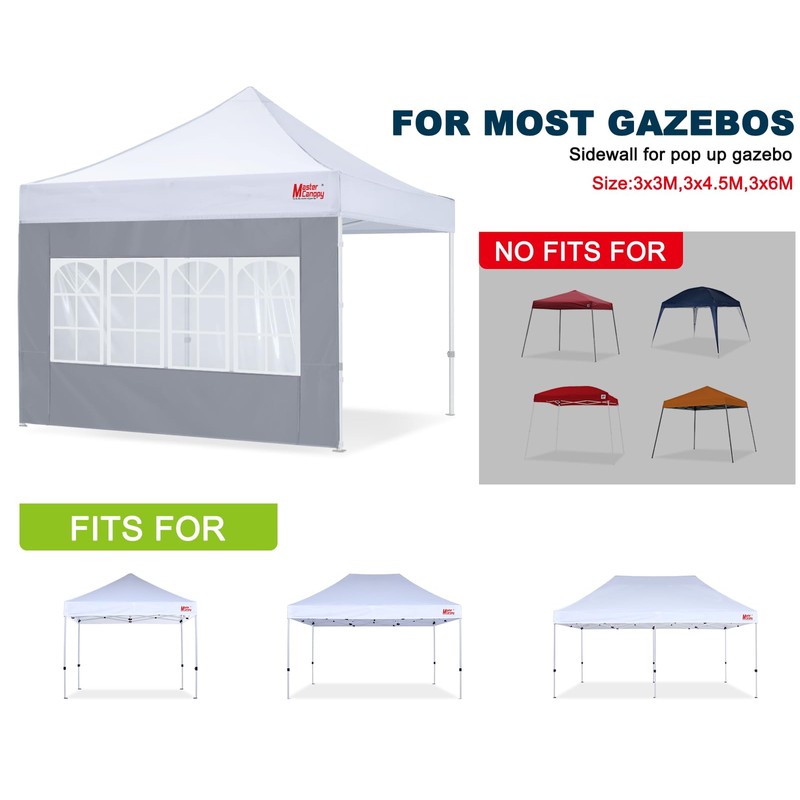 MASTERCANOPY Church Window Sidewall Panels Sunwall for 3x3M Instant Gazebo