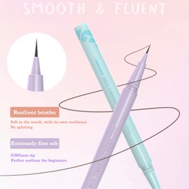 VEECCI Waterproof Liquid Eyeliner Pencil - Smudge-Proof, Long-Lasting Matte Eye Makeup with 0.005mm Precision Tip - Easy Application & Smooth Stroke for Beginners and Professionals(01Black)