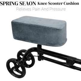 SPRING SEAON Knee Scooter Cushion - Short Fluff Knee Scooter Pads Removable Cover and Thick Memory Foam Cushion Insert Universal Fit Knee Scooter Accessories (Gray)