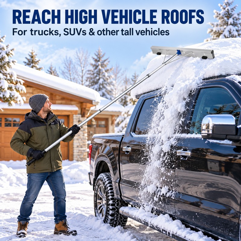 Adjustable Aluminum Roof Snow Rake with 20 Ft Telescoping Handle,