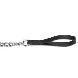Ancol Heritage Extra Heavy Chain Lead W/leather Handle Black 50cm Sz 7-9