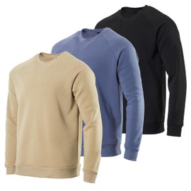 3 Pack: Men's Sweatshirts Fleece Long Sleeve Mens Crewneck Pullover Sweatshirt Sweater Soft Plush Active Breathable Athletic Men Workout Wicking Casual Warm Winter Running Work Crew Neck- Set 7, L