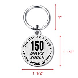 Alotozo 150 Days Sobriety Gift Addiction Recovery Keychain - 5 Months Sober Milestone Gift Key Ring - AA Gift NA Recovery Sobriety for Women Men