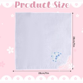 6Pcs Ladies Cotton Handkerchiefs Flower Embroidered with Lace Ladies' Vintage Floral Lace Handkerchiefs for Wedding Party