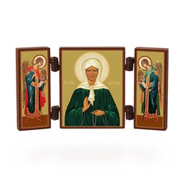 NKlaus - Holy Matrona Of Moscow - Christian Icon - travel altar small wood triptych 36159