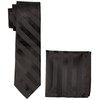 STACY ADAMS mens Solid Woven Formal Stripe tie sets, Black,