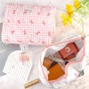 ZLFSRQ Cotton Quilted Makeup Bag for Women Girls Cute Large