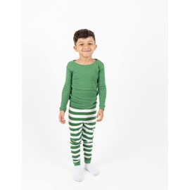 Leveret Kids & Toddler Boys Pajamas Christmas 2 Piece Pjs Set 100% Cotton (Size 12-18 Months, Green Top & Striped)