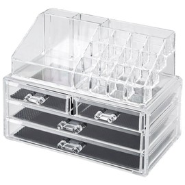 New Look Clear Acrylic Cosmetic Organiser with Drawers Makeup Jewelry Display Box Case