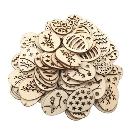 50 Pieces Mini Eggs Unfinished Wood DIY Crafts Easter Egg Wooden Cutouts Wood Discs Slices for Home DIY Projects Craft Spring Happy Easter Party Decor