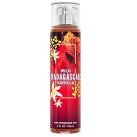 Bath & Body Wild Madagascar Vanilla Fine Fragrance Mist, Red Floral Design, 8 fl oz, Body Spray For Women
