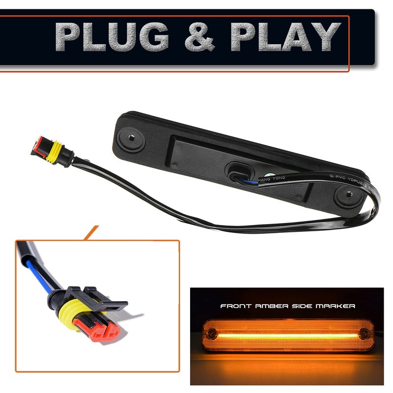 GTINTHEBOX Smoked Lens Amber LED Front Side Marker Light for