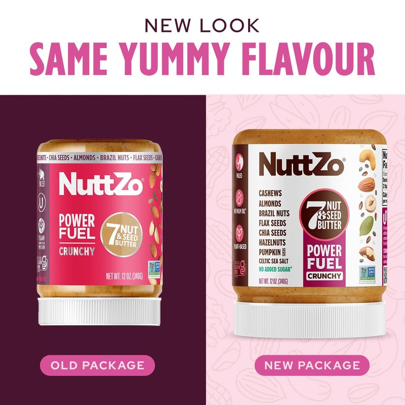 NuttZo Natural Power Fuel 7 Nuts and Seeds Butter, Crunchy,