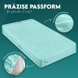 Utopia Bedding Mattress Protector 90 x 200 x 30 cm Waterproof, Oeko-Tex Certified Mattress Topper, Breathable, Mattress Protector, All-Round Elastic, Spa Blue