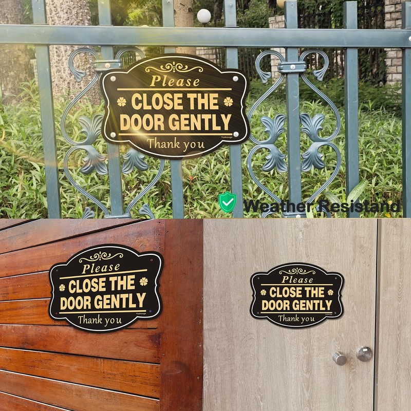 Yuzkouge 2 Pack Please Close The Door Gently Sign, 10”