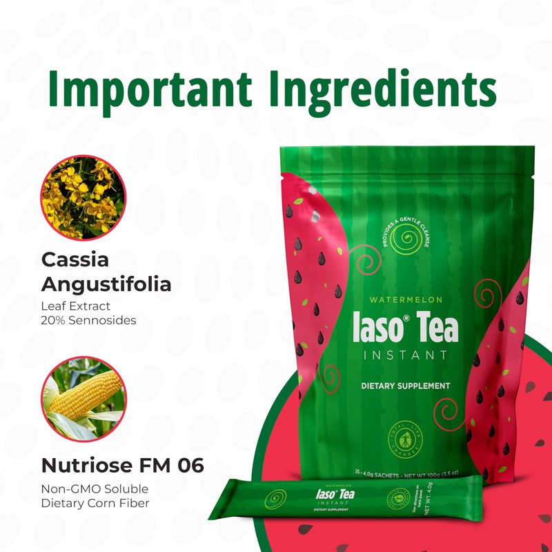 Iaso Instant Tea (Watermelon) - Refreshing Watermelon-Flavored Cleansing Tea, Ideal