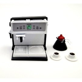 SXFSE 1:12 Dollhouse Miniature Coffee Machine, Mini Simulation Coffee Maker Machine Dollhouse Furniture Kitchen Accessories for Children Kids Indoor Entertainment Toy (Coffee Machine + Coffee Pot)