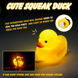 x xotic tech Rubber Duck Bike Bell Decoration, Cute Yellow Squeeze Duck Bicycle Accessories w/Propeller Helmet for Car Dashboard Motorcycle Scooter Handlebar Horn Toy Sport(Black Iron)