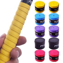 wowjimi Racquet Bands, Pack of 10, 5 Colors, Anti-Slip, Porous, Breathable, Sweat Absorbent, Badminton, Tennis Racquet, Golf, Grip Tape, For Fishing Rods, Bicycles, Baseball, Dumbbells