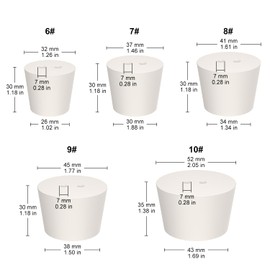 stonyLab Rubber Stoppers Double Hole 5 Pack Airtight 6# Natural Rubber Stoppers Lab Seal for Chemical Experiments