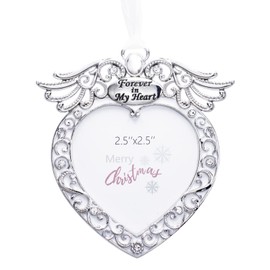 Mulumu Christmas Tree Ornament Picture Frame Metal Hanging Pendant 2024 Holiday 2.5" Photo Frame Charm Decorative of Pets, Baby First Christmas, Family (Heart White)