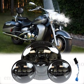 RIDROID 7" Inch LED Headlight +4.5" Passing Lights For Yamaha Royal Star Venture XVZ1300