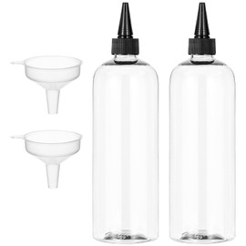 Yebeauty Hair Color Applicator Bottle, Clear 2 Pack Applicator Bottle for Hair 500ml 16.9 Ounce Hair Dye Bottle Applicator with Twist-On Top Tip Cape with 2 Funnels