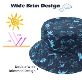 Zsedrut Baby Dinosaur Sun Hat Toddler Kids Summer Hats Sun Protection Caps for Boys Girls Infant Bucket Cap 0-4Y (50CM(1-2Y), Dinosaur Navy)