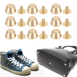 10pcs Flat Stud Rivet Brass Screw Back Spike Metal Cone Studs Purse Handbag Feet Nailhead for Protect Purse Handbag Leather Craft DIY Metal Studs Purse Handbag Feet Nailhead for Pr