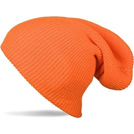 styleBREAKER beanie, slouch, long knitted hat, double knitted 04024004, color:orange