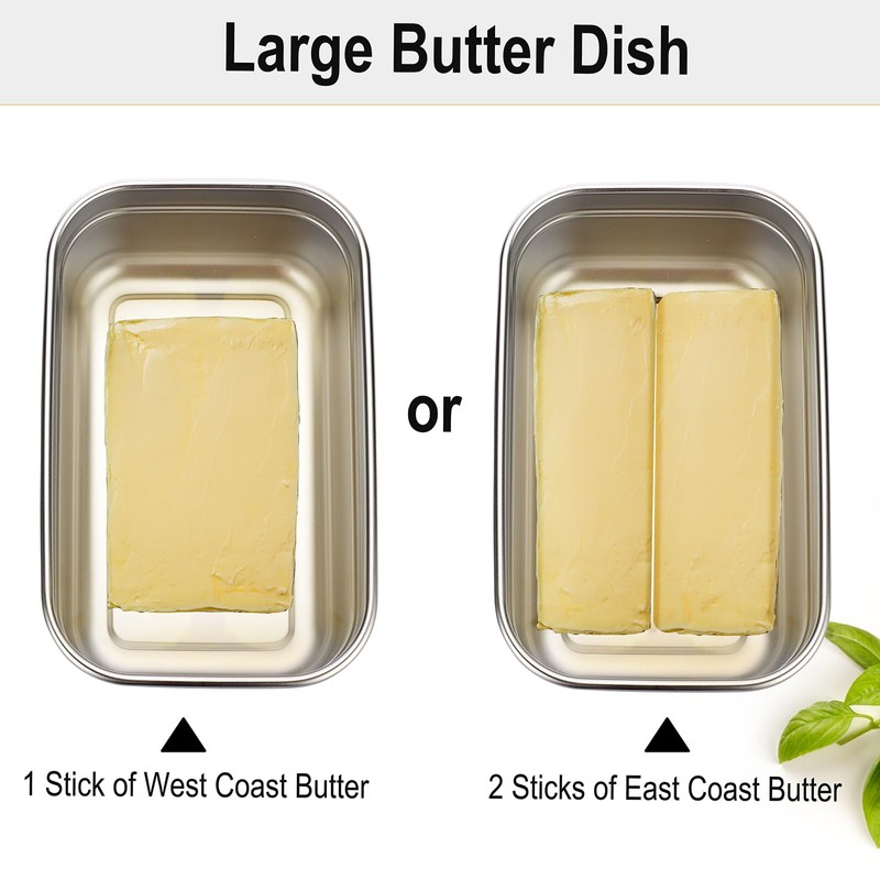 BSTKEY Butter Dish with Lid for Countertop, Stainless Steel Butter