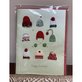 Burgoyne Christmas Burgoyne Handmade Knit Knitted Hat Hats 3D Blank Greeting Card