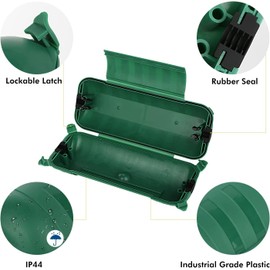 RESTMO Outdoor IP44 Waterproof Connection Box (29 x 11 x 7.5 cm), Weatherproof Electrical Extension Lead Cover, Safety Seal Enclosure to Protect LED Strip Light, Power Tool, Fountain, Green